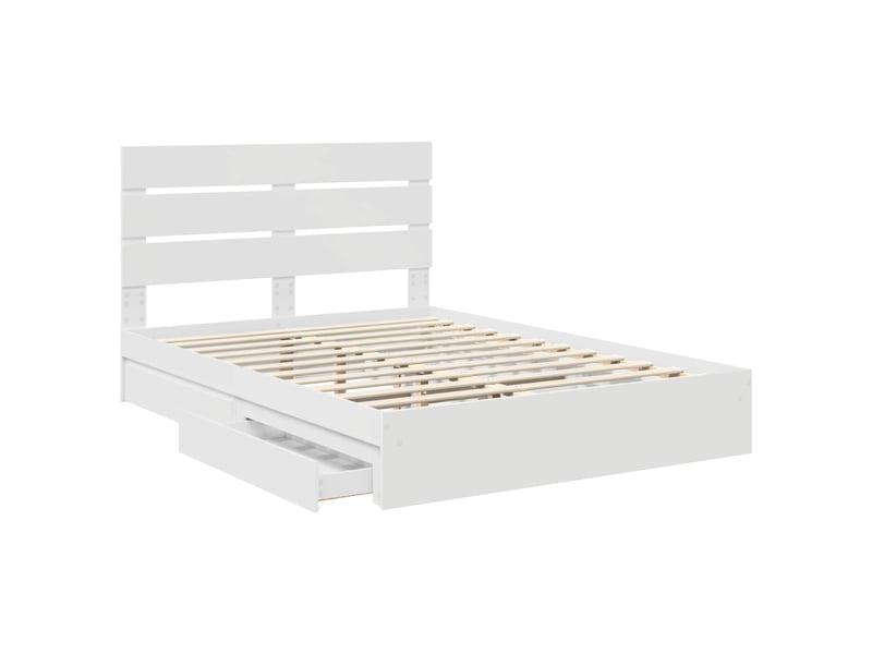  Lit double- lit adulte -  lit de rangement blanc 140 x 200 cm bois d'ingénierie  - Conforama D