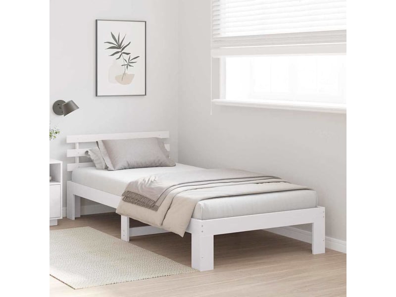  Lit simple- lit adulte -  cadre de lit avec tête de lit blanc 80 x 200 cm pin massif  - Conforama B