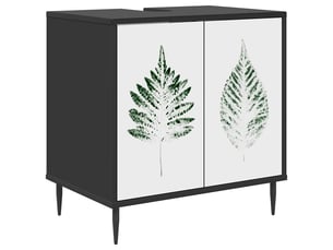 Armoire de salle de bain, meuble de rangement hanau chêne noir 60x40x61 cm
