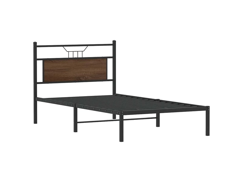  Lit simple- lit adulte -  cadre de lit sans matelas chêne marron 100x200 cm  - Conforama B