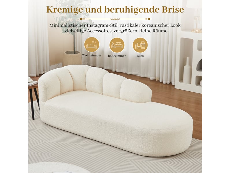  Méridienne en chenille avec dossier ondulé et assise rembourrée, sans accoudoirs, design moderne beige  - Conforama E