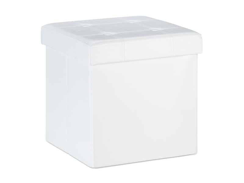  Pouf de rangement pliable pratique salon 38 x 37 x 37 cm assise confortable en similicuir noir 13_0010125  - Conforama A