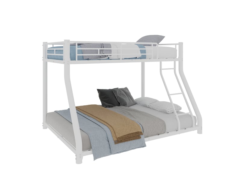  Lit superposé métal 90 x 190140 x 190 cm, avec 2 couchages, échelle et barrières de sécurité, blanc  - Conforama A