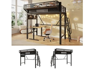 Lit mezzanine 90x200 cm <strong>WISHDOR</strong> <strong></strong> coloris noir