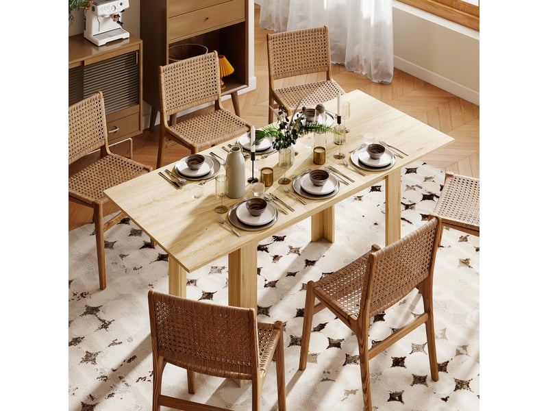 Table de salle à manger extensible pour 6 à 8 personnes, 140-180 x 80 cm, couleur bois - Conforama D