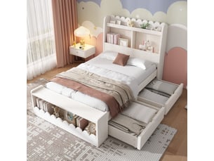 Lit simple 90x190 cm coloris blanc