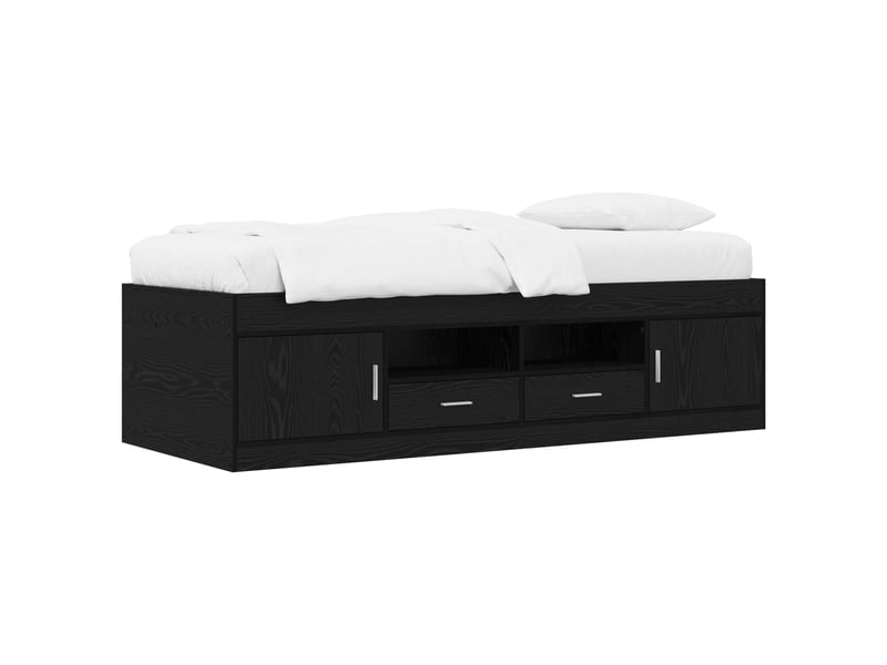 Lit simple- lit adulte - cadre de lit avec rangement avec tiroir chêne noir 80 x 200 cm - Conforama A