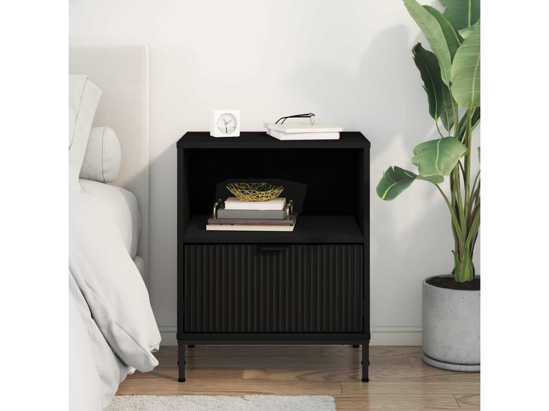  Table de chevet - cabinet de chevet - table de nuit noir 49 x 36 x 61 cm bois d'ingénierie  - Conforama C