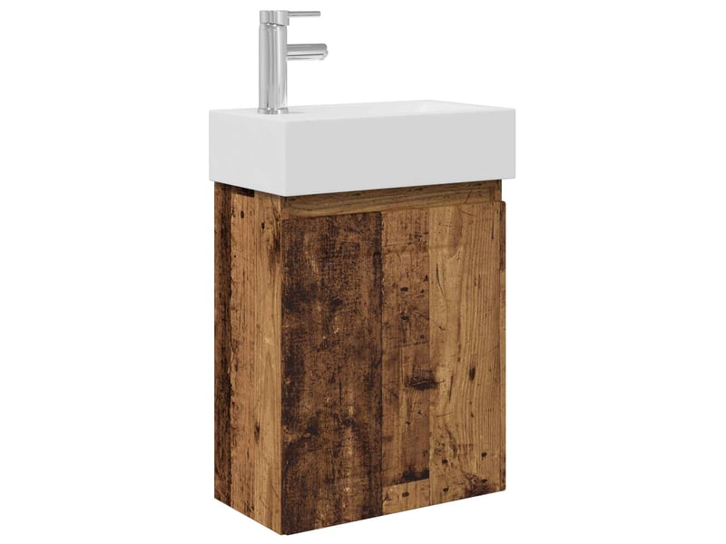 Meuble de rangement salle de bain avec robinet bois ancien shl622  - Conforama A