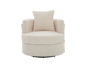 Fauteuil pivotant 360°  76 x 79 x 78 cm – coffre de rangement intégré & coussin inclus –velours côtelé - beige