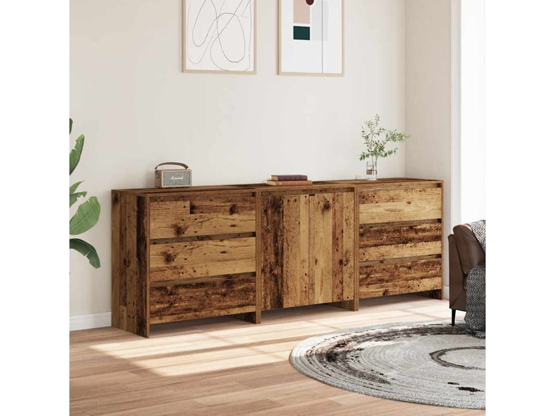  Buffet 3 pcs - bahut - meuble de rangement vieux bois bois d'ingénierie  - Conforama C