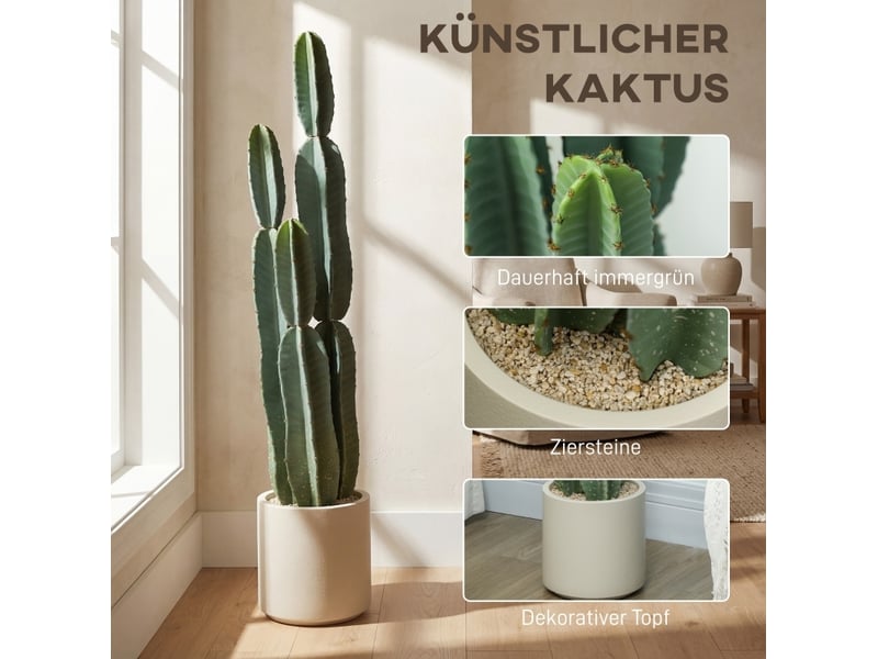 Plante artificielle cactus 111 cm en eva vert avec pot décoratif, idéale pour le salon, le bureau ou l'entrée - Conforama D
