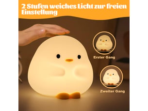 Veilleuse canard en silicone souple, rechargeable usb, jusqu’à 50 h d’autonomie, minuterie