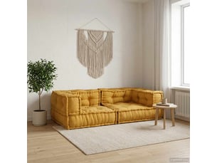 Canapé modulable, canapé de salon, sofa 2 places jaune 140x70x36 cm en tissu cf23076