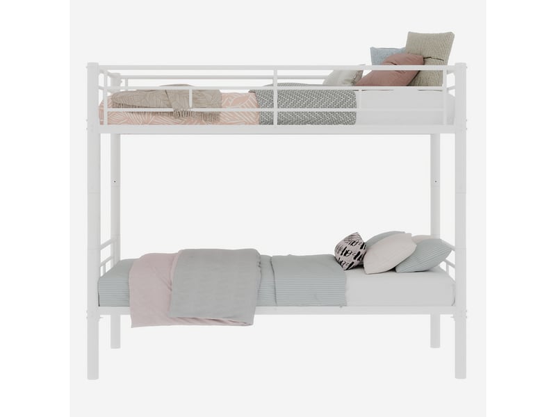  Lit enfant superposé 196,6x97,8x157 cm convertible en 2 lits, structure métal, échelle antiglisse, blanc, sans matelas  - Conforama A