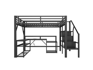 Lit mezzanine 140x200 cm REDOM coloris noir