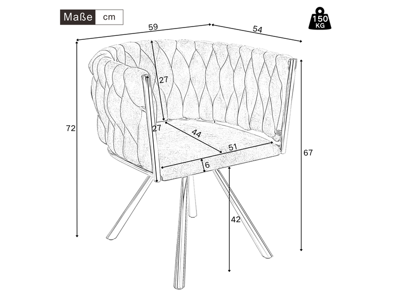  Chaise de salle à manger pivotante à 360 degrés, lot de 6 avec dossier incurvé, en velours gris et doré  - Conforama C