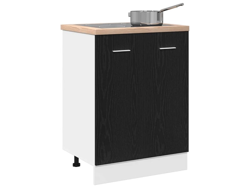  Meuble de rangement, meuble bas de cuisine chêne noir 60x46x81,5cm bois contreplaqué  - Conforama D