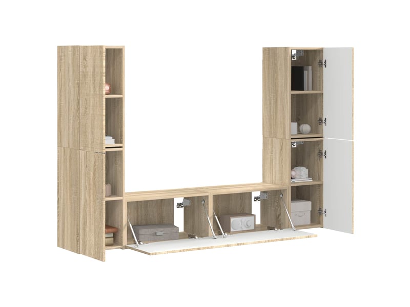  Ensemble meuble tv - banc tv - meuble de rangement 6 pcs chêne sonoma bois d'ingénierie  - Conforama C