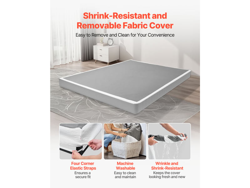  Vevor sommier tapissier cadre de lit 2010x1510x102mm revêtement en tissu lavable  - Conforama D