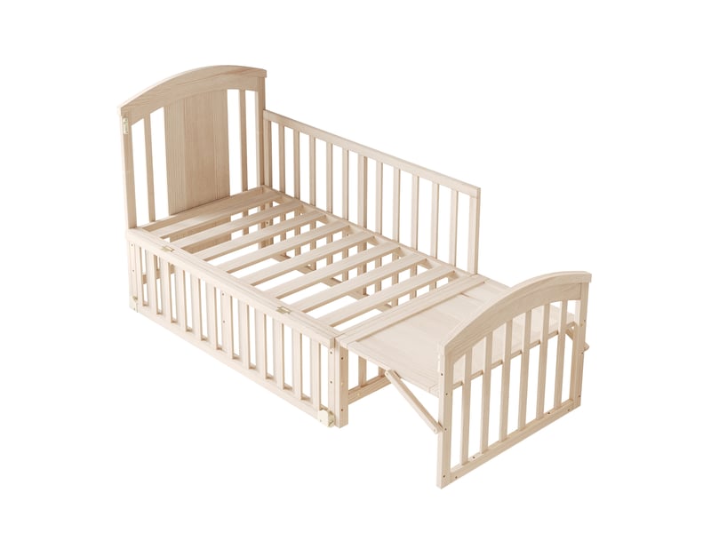 Lit bébé évolutif 120x60 cm bois massif naturel avec table à langer intégrée - Conforama W
