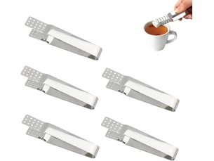 Lot de 5 pinces à sachet de thé en acier inoxydable résistant à la chaleur -anti-brûlure- résistant à la chaleur - durable - pour thé en vrac, glaçons