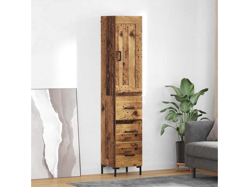  Haut armoire, armoire de rangement bois ancien 34,5x34x180 cm bois d'ingénierie shl8810  - Conforama B