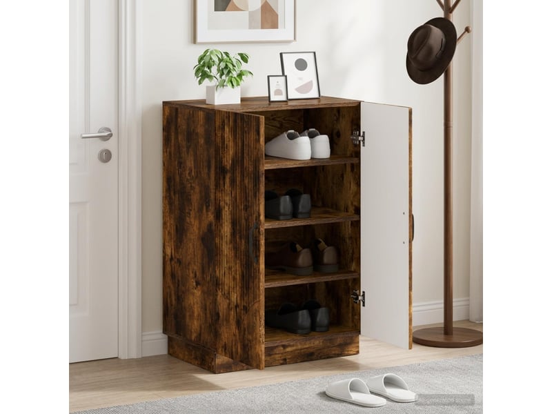  Meuble à chaussures, armoire à chaussures hoorn 59,5x39,5x87 cm chêne fumé  - Conforama B