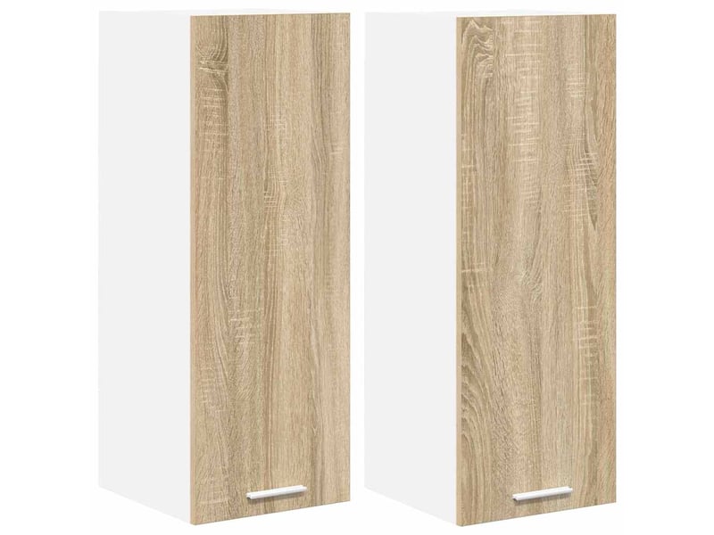  Armoire suspendue 2 pcs chêne sonoma et blanc bois d'ingénierie shl8635  - Conforama A