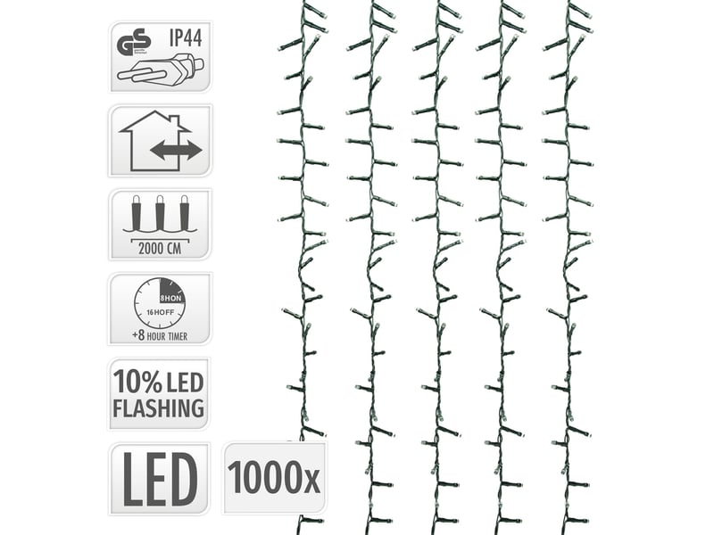  Ecd germany guirlande lumineuse en grappe 20m 1000 leds blanc chaud, décoration de noël cluster pour intérieur et extérieur, avec minuterie, ip44, éclairage pour sapin jardin balcon terrasse ECD Germany GmbH - Conforama D