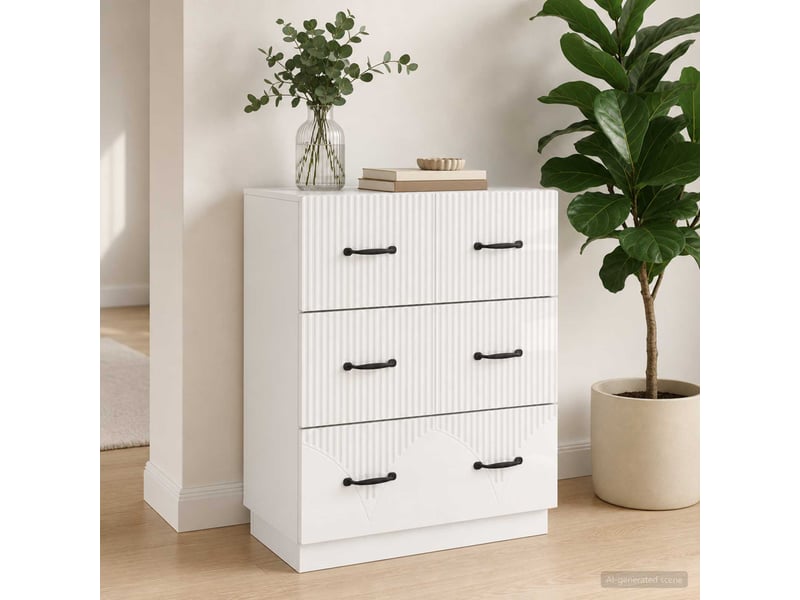 Armoire de rangement bureau, armoire à tiroirs blanc brillant 66 x 34,5 x 87 cm - Conforama B
