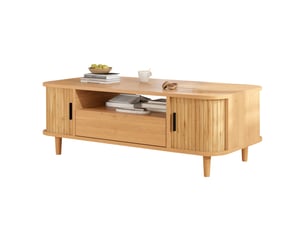 Table basse ovale coloris bois clair <strong>MERAX</strong> <strong></strong> - 50 cmx100 cm