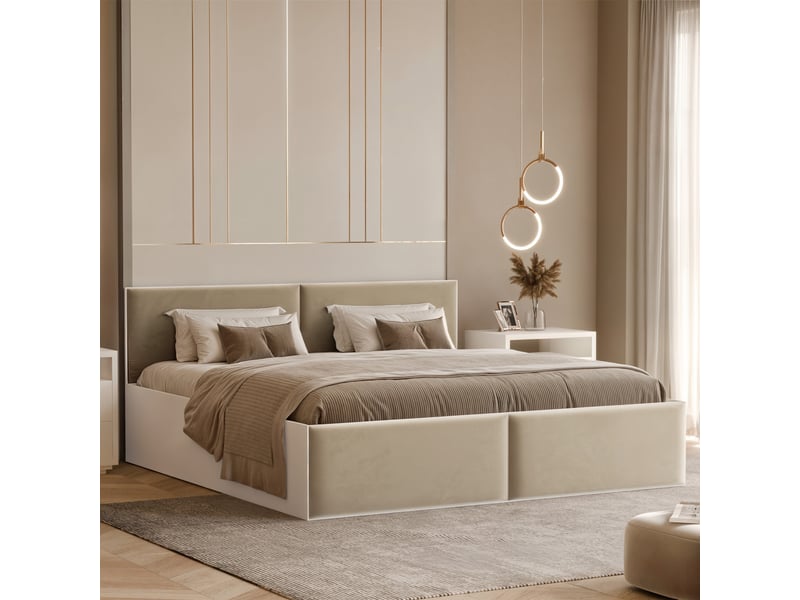  Lit coffre atheris - 160x200 cm - structure de lit sans matelas - tissu velours - gris-vert ATHERIS - Conforama B
