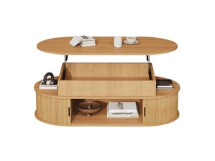 Table basse ovale coloris bois clair MODENUIT   - 50 cmx100 cm
