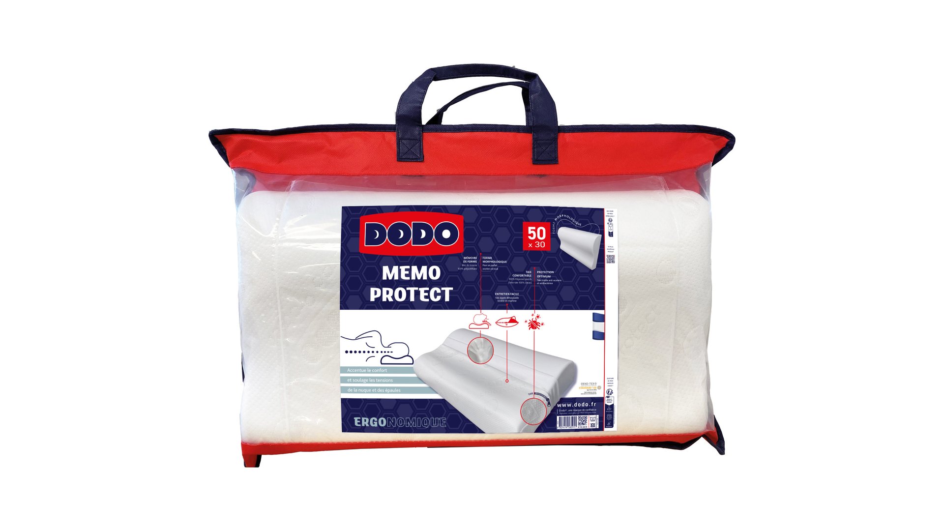 DODO Oreiller rectangulaire 30x50 cm MEMO PROTECT blanc Conforama