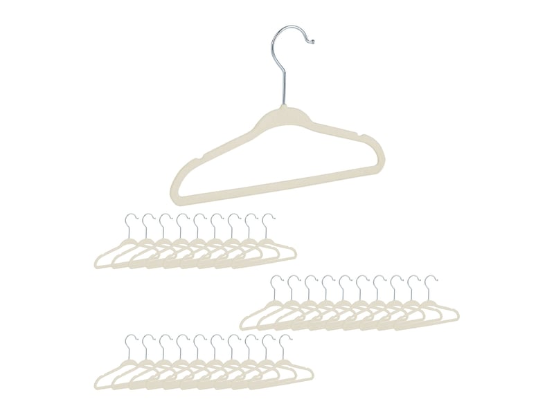  Lot de 10 cintres enfants antidérapants en velours pour vêtements 18 x 28 x 0,5 cm en métal rose 13_0006944  - Conforama B