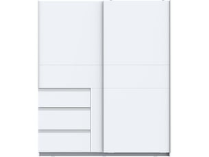 Armoire 2 portes coulissantes forte winn 2 avec 3 tiroirs blanc mat