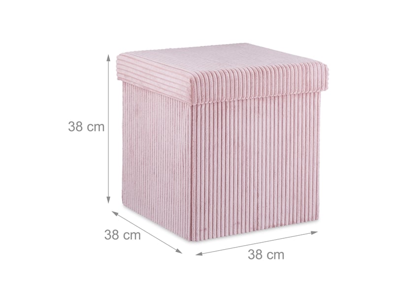 Cube rangement pliable pratique 38 x 38 x 38 cm assise confortable design contemporain en velours noir 13_0008792  - Conforama B