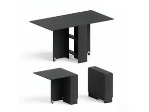 Table de salle à manger pliante 75 x 140 x 74 cm noire en panneaux de particules, jusqu'à 6 personnes