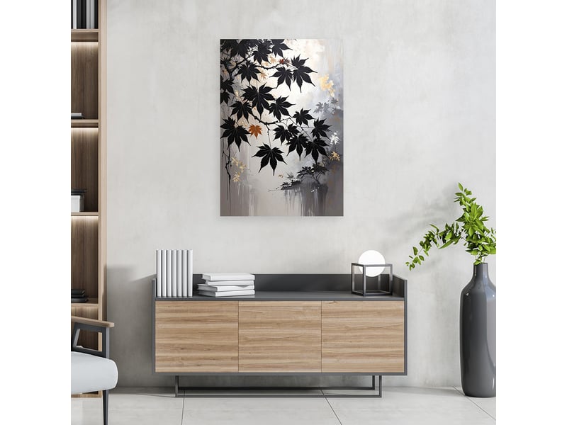 Impression sur toile, arbres noirs érables paysage pastel 80x120 1303567632 - Conforama B