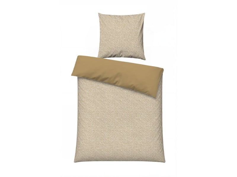  Housse de couette 140x200 et taie 60x60 en coton renforcé gris moutarde blanc 129CTN34770 - Conforama C