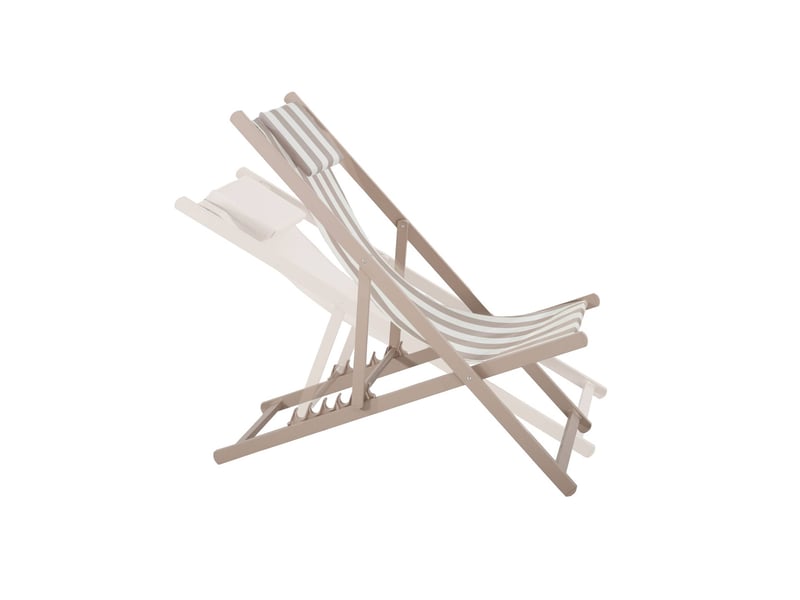 Lot de 2 bains de soleil - gaia rayures marron - transat en aluminium gris anthracite et textilene rayures marron avec coussin repose tête. Chilienne  - Conforama F