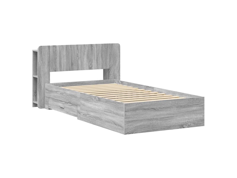 Lit simple- lit adulte - cadre de lit avec rangement sonoma gris 80 x 200 cm - Conforama B