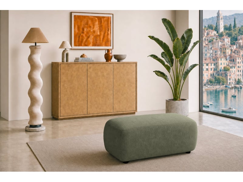  Portofino - pouf en petit velours côtelé vert 105x57x40  - Conforama D
