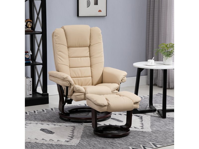  Fauteuil de relaxation, fauteuil pivotant, fauteuil inclinable, 85x82x106cm, beige  - Conforama D
