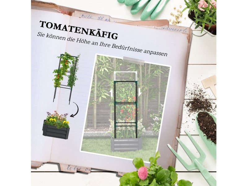 Jardinière enfente 61x61x140 cm – gris foncé – treillis réglable, fond ouvert, acier galvanisé robuste - Conforama E