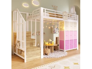 Lit mezzanine 90x200 cm <strong>HAVRYA</strong>  <strong></strong> coloris blanc