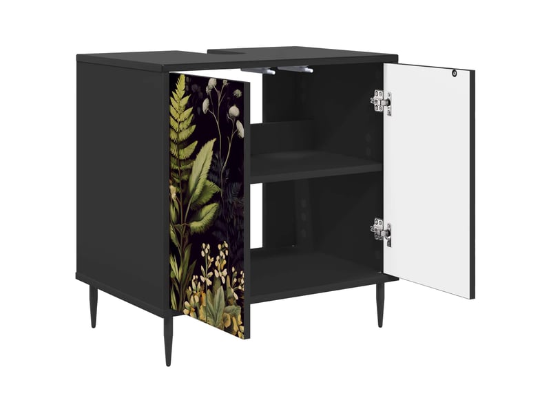  Armoire de salle de bain, meuble de rangement rhenen chêne noir 60x40x61 cm  - Conforama D