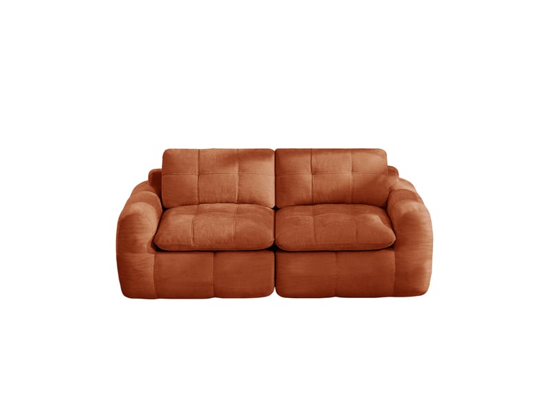  Canapé 2 places - 194 x 97 x 68 cm - canapé modulable en chenille avec assise profonde et coussins - orange  - Conforama A