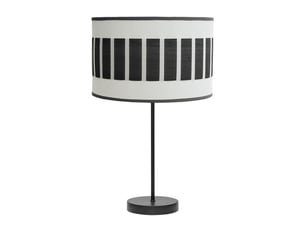 Fabrilamp ivanna grande lampe à poser noir blanc effet bois noir, abat-jour cylindrique textile, 1 x e27, 62 cm